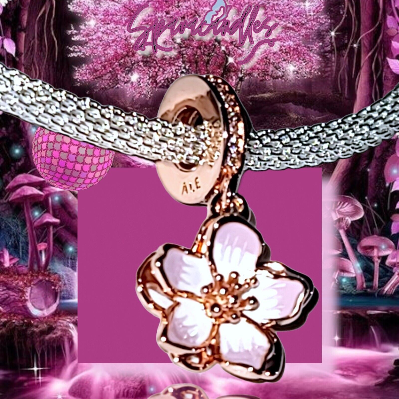 NEW Pandora Rose Gold Cherry Blossom Dangle Charm 780667C01 US seller –  Spavacandles