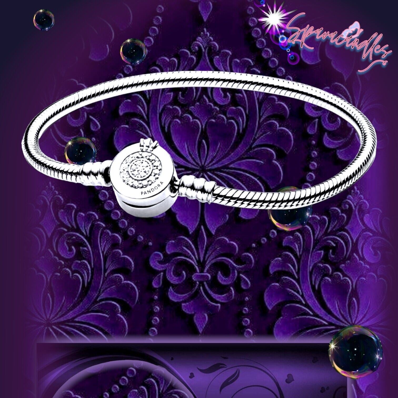 PANDORA : Pandora Moments Sparkling Crown O Snake Chain Bracelet